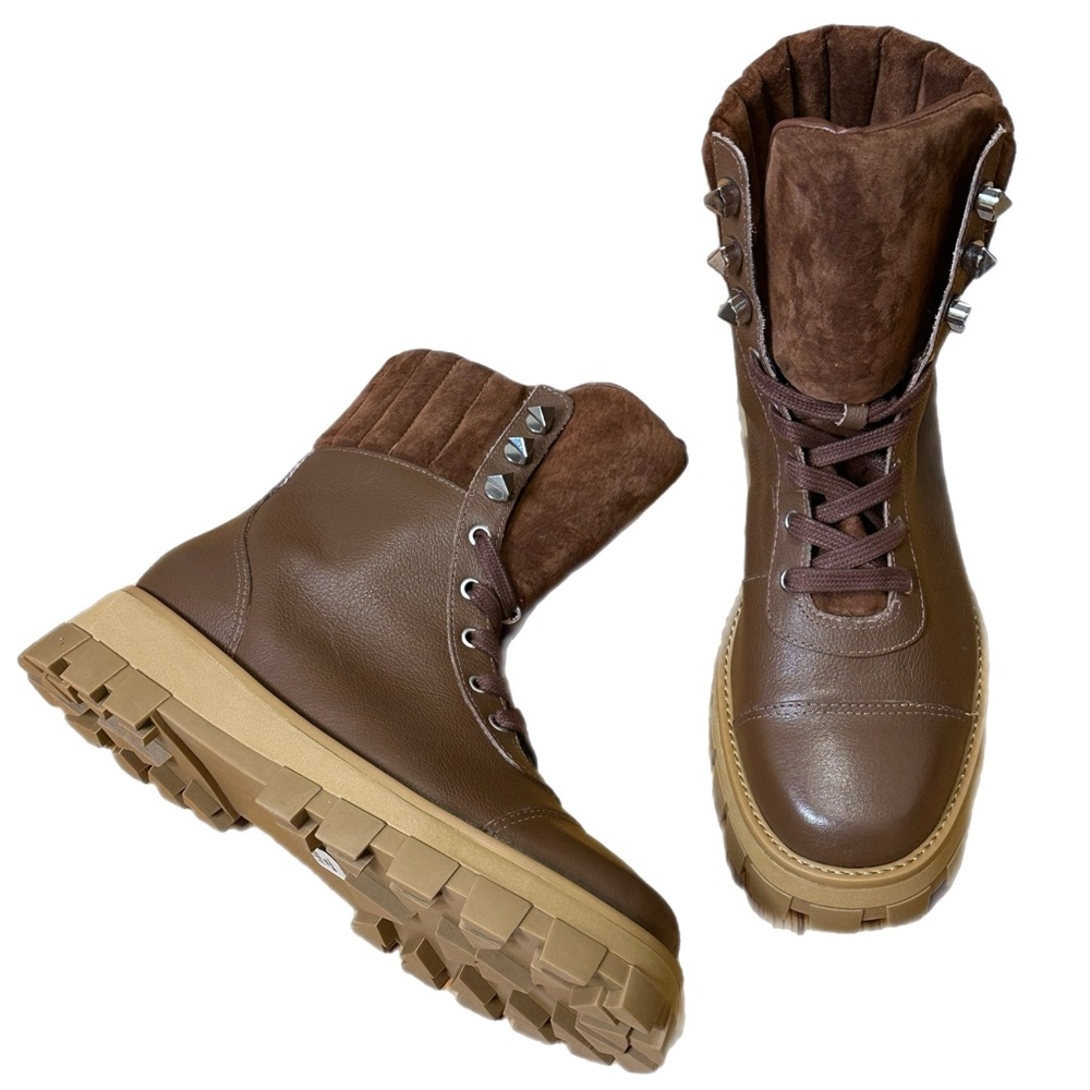 Schutz Sutton Leather Lace Up Hiker Boots NWT